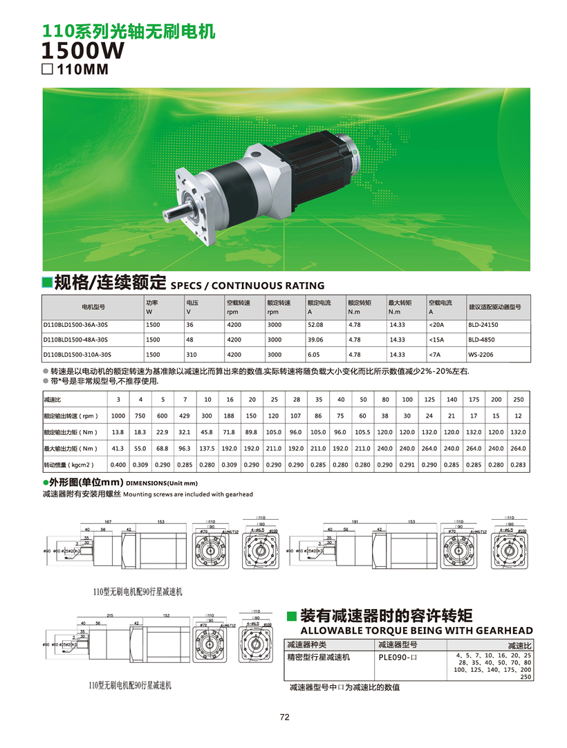 1500W無刷行星機(jī)參數(shù)